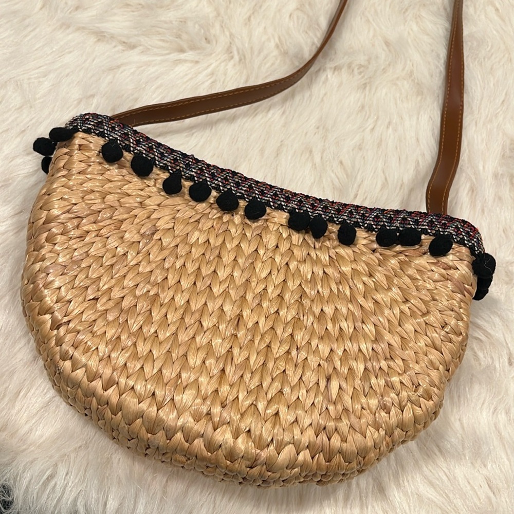 Handmade rattan crossbody bag